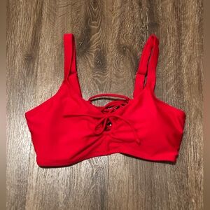 NWT - Red Lace-Up Bikini Top